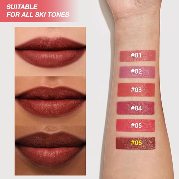 Chocolate Matte Lipstick Crayon for Women, Long Lasting Waterproof Velvet Lip Liner Pencil, High Pigment Creamy Lipstick, Longwear Non-Drying Lip Makeup Cruelty-free 24 Hours Original, 06#