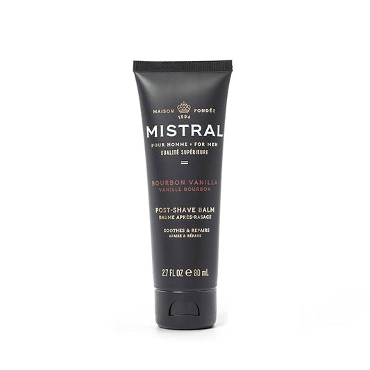 Mistral Bourbon Vanilla Post Shave Balm | Soothing Aftershave for Men with Aloe & Jojoba Oil | Non-Greasy Post Shave Moisturizer, For All Skin, Paraben & Phthalates Free | Made in France - 80ml