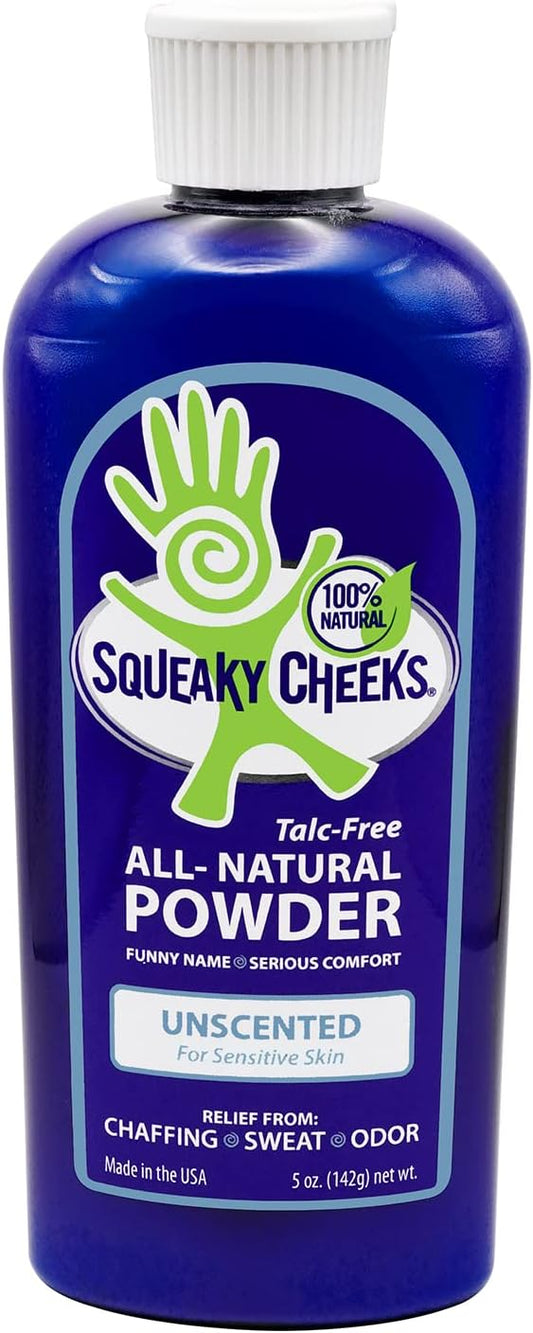 Squeaky Cheek Organic Talc-Free Unscented Dusting Powder (5oz) - Gentle, Nourishing, Fragrance-Free for Sensitive Skin