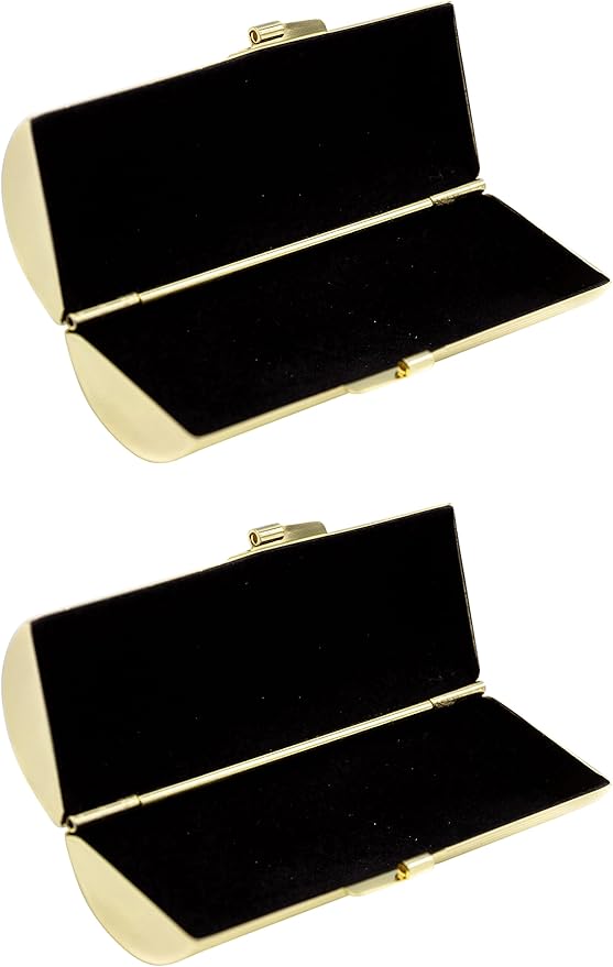Stephanie Imports Set of 2 Capsule Shaped Lipstick Cases (Gold Ridges)