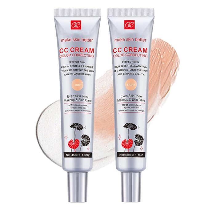 Color Correcting CC Cream with SPF 25, Coverage Lightweight Foundation, Hydrating Serum, Even Skin Tone Makeup and Skin Care, Refine Skin Texture, Avoid Sun Damage
