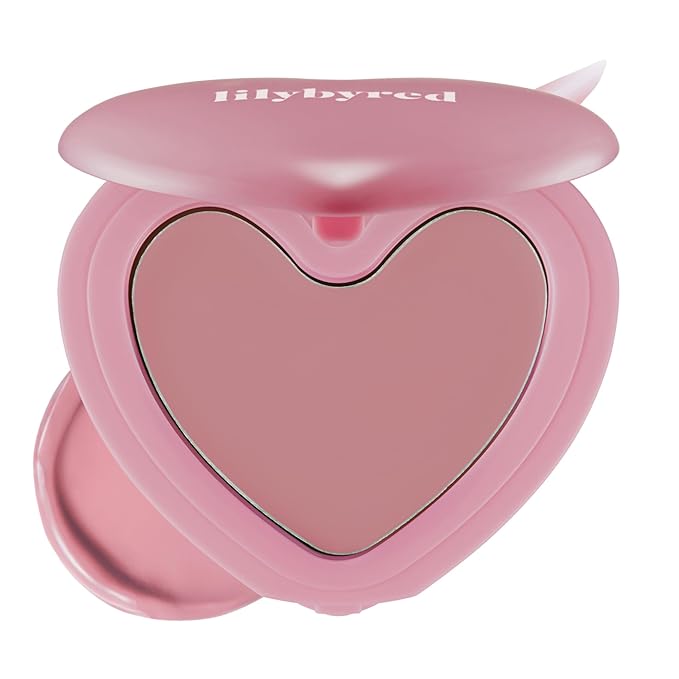 lilybyred Luv Beam Cheek Balm | Heart-Shaped Korean Cream Blush, Semi-Matte Finish, Long-Lasting, Blendable & Buildable, Soft Creamy Texture, Lightweight, Natural Flush, 0.12 oz. (10 Grape Pink)