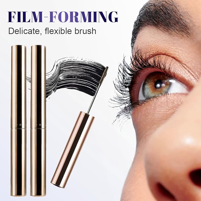 2 Pcs Iron Wand Mascara, 2026 Upgraded Waterproof Metal Wand Mascara Volume and Length, Long-Lasting Fine Tip 3D Curling Eyelash Lash Extensions (Black-B)