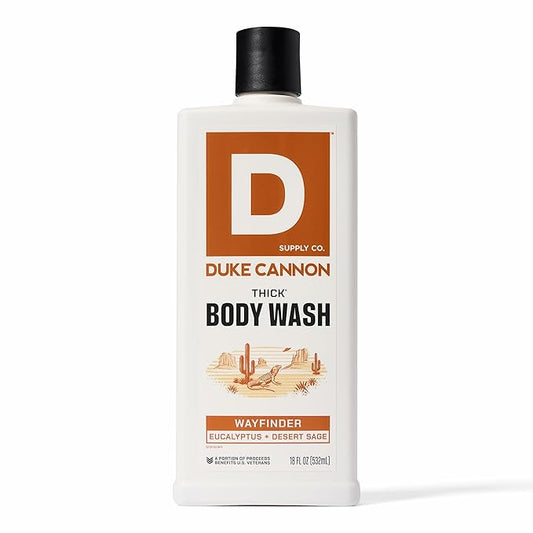 Duke Cannon Supply Co. Thick High Viscosity Body Wash – 3X Thicker, Cleansing Shower and Bath Gel, Mineral-Enriched for Men – Shower Gel – Men’s Body Scrub – Wayfinder (18 oz)