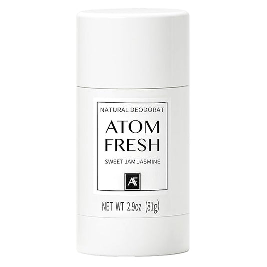 Atom Fresh Natural Deodorant | 72H Odor Protection for Women, Aluminum & Baking Soda Free | Made with Mineral Powder, Amino Acids & Antioxidants to Soothe Skin (Sweet Jasmine)