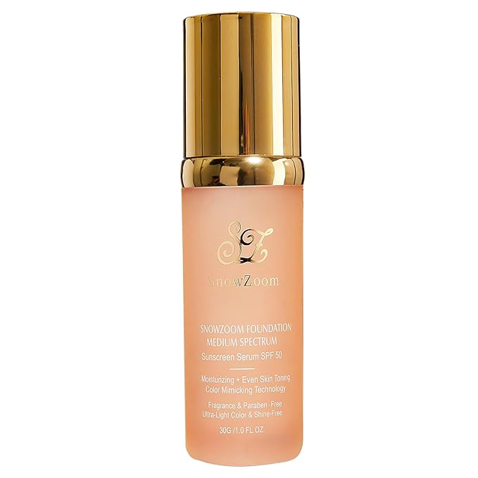 Medium/Light Spectrum-Color Changing Foundation 4 in 1 -with SPF 50+,Hydrating Longwearing & Waterproof，Makeup Care (light spectrum -Gold Lid- suitable for people with fair skin, 1.2oz)