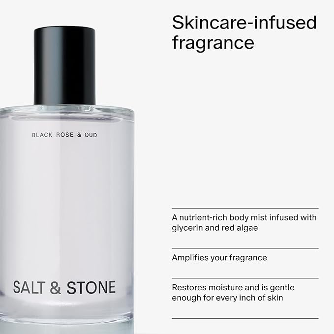 Salt & Stone Signature Scent Duo Set | 48 Hour Aluminum-Free Deodorant & Hydrating Body Mist | Skincare-Infused Deodorant & Body Spray | Black Rose & Oud