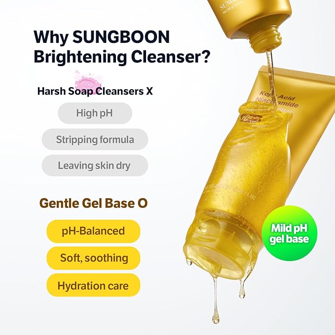 SUNGBOON EDITOR Kojic Acid Niacinamide Face Wash | Turmeric Cleanser for Dark Spots & Radiance | Korean Skin Care with Hyaluronic Acid | Gentle Makeup Remover & Blackhead Cleanser