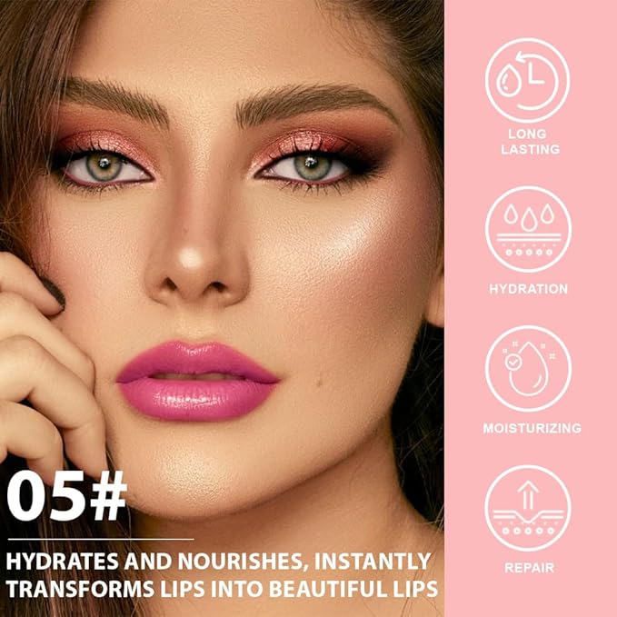 BINGBRUSH Color Changing Lipstick Set, PH Mood Peach Lip Balm and Gloss, Long Lasting Tinted Lip Stain (05# Lavender Bloom, 1 Count (Pack of 1))