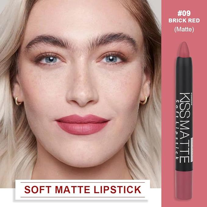 evpct 1Pcs Chestnut Matte Lipstick and Lip Crayon Liner Pencil Pen Set for Women Lip Stain Long Lasting Waterproof labiales mate magicos 24 horas originales pintalabios permanente 24 horas 09