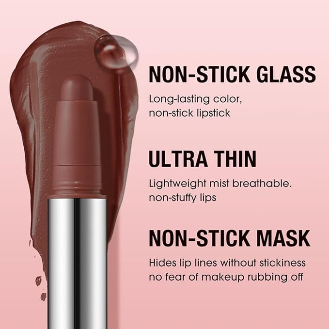 Chocolate Brown Matte Lipstick Crayon – Waterproof Long Lasting Lip Liner Pencil, High Pigment Creamy Velvet Lipstick, Non-Drying Lip Color for Women, 06#