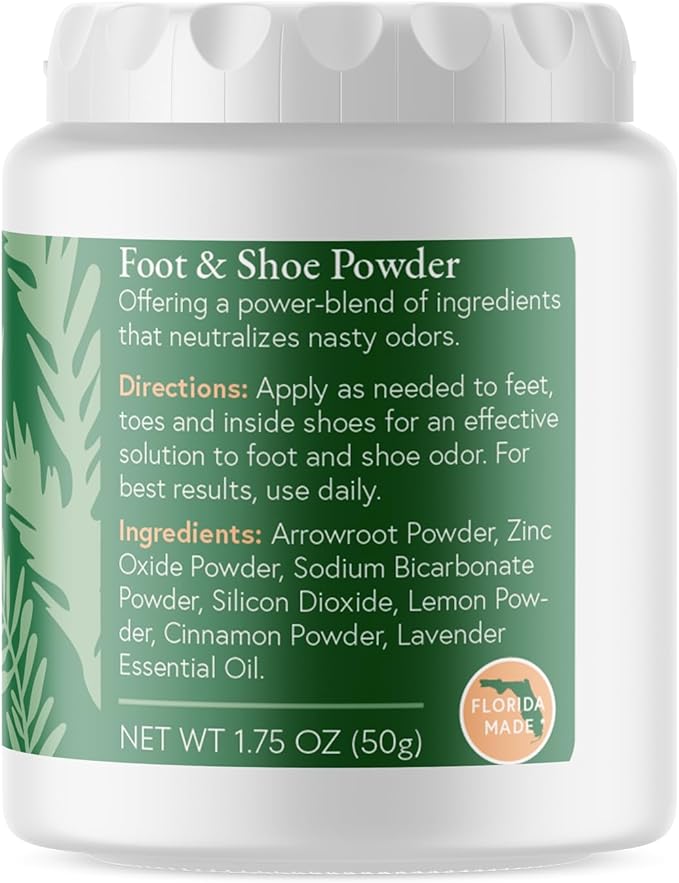 FOOT SENSE All Natural Foot & Shoe Powder, Foot Deodorant, Talc-Free, Odor Eliminator, Disinfects & Deodorizes, Long-Lasting up to 6 Months Safe for Men, Women, Kids, Athletes, 50g