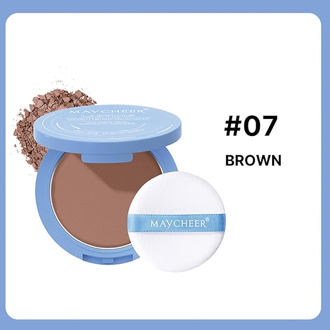 Maycheer Face Powder - Maycheer Setting Powder, Waterproof Long Lasting Finishing Powders, Lightweight Oil Control Facial Powders for Face (07# BROWN)