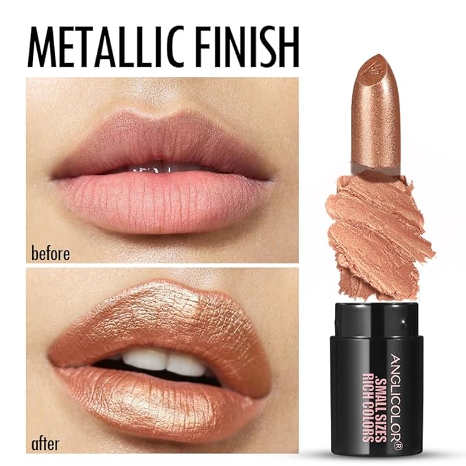 6PC Mini Glitter Lipstick Set,High Pigmented,Lightweight Smooth Moisturizing Formula,Glossy Shine,Travel Size,Metallic Shimmer Lipstick Gift Sets For Women Girls Makeup kit