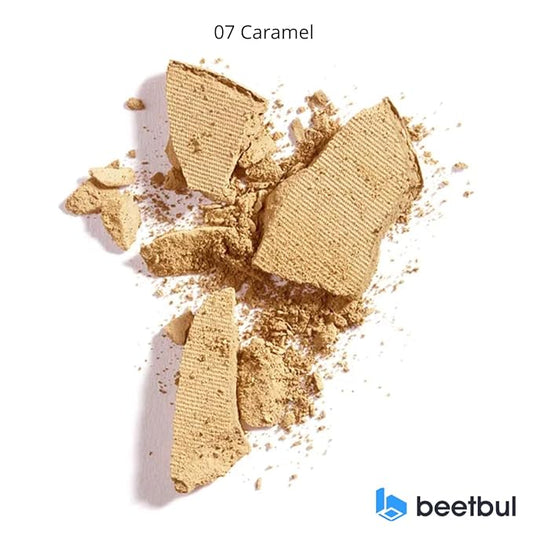 Beetbul Makeup & Exfoliation Kit - Bissú Compact Powder + 1 Medium Velvet Puff + 2 Finger Puffs + 1 Facial Exfoliating Sponge (07 Caramel, One Size)