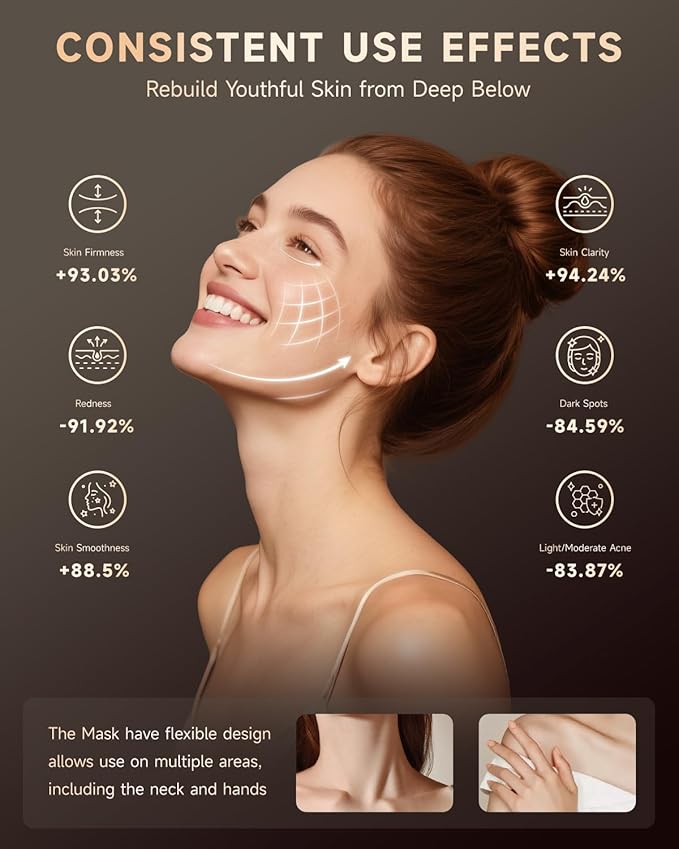 Red Light Therapy Mask for Face, 7 Colors LED Face Mask Light Therapy with Rechargeable Remote, 850NM Infrared & Red Light Mask, Portable Anti-Aging & Skin Rejuvenation Device for Home Use or Travel