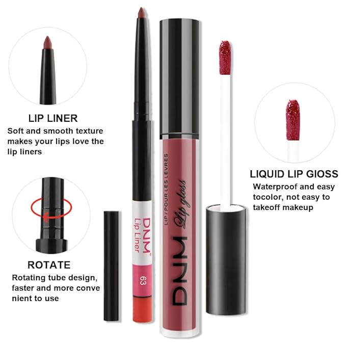 evpct 2Pcs Burgundy Red Matte Lip Liner Lipstick Combo Set for Women, Burgundy Lip Combo Set Liquid Lips Gloss Lipliner Stains Set Long Lasting Waterproof, Lips Makeup 24 Hours labiales originale