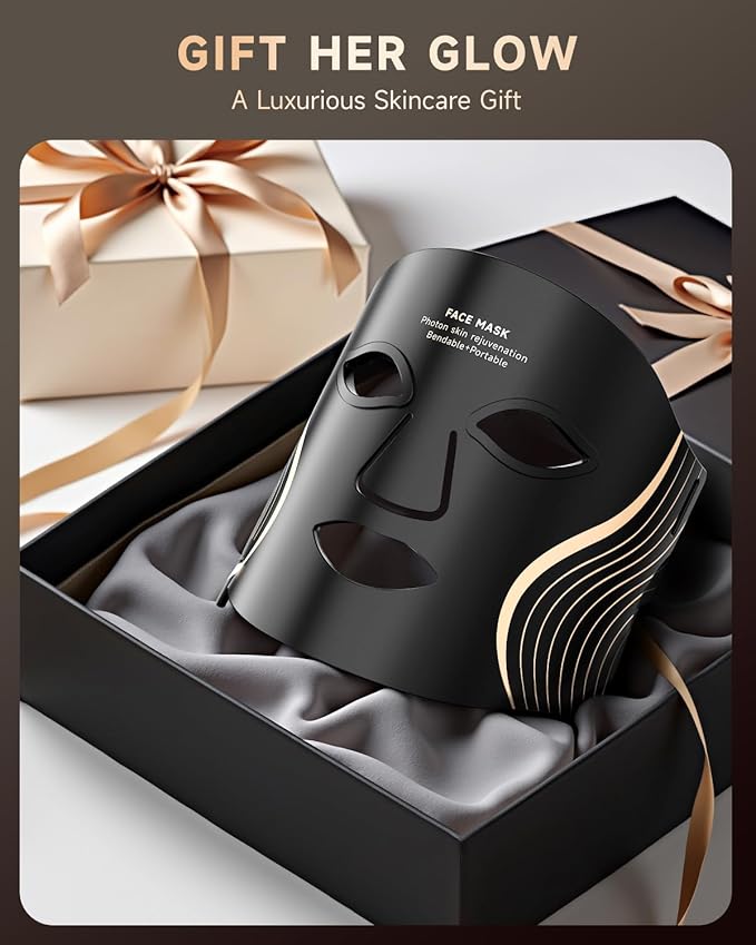 Red Light Therapy Mask for Face, 7 Colors LED Face Mask Light Therapy with Rechargeable Remote, 850NM Infrared & Red Light Mask, Portable Anti-Aging & Skin Rejuvenation Device for Home Use or Travel