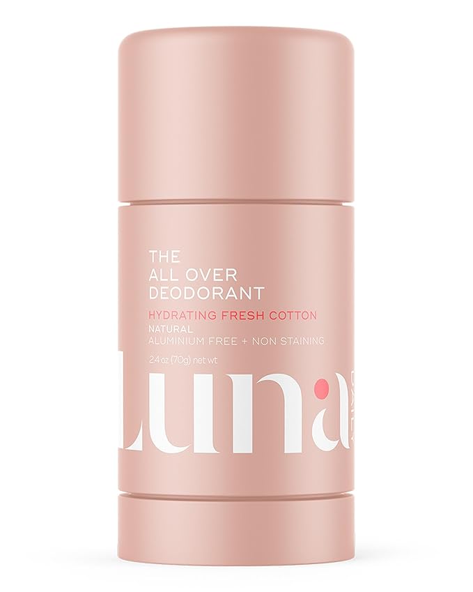Luna Daily The All Over Deodorant™ Stick | Hydrating Natural Deodorant for Women | Aluminum-Free, Non-Staining & pH-Balanced | Soft Cotton Scent | With Hyaluronic Acid & Prebiotics, 2.4 oz
