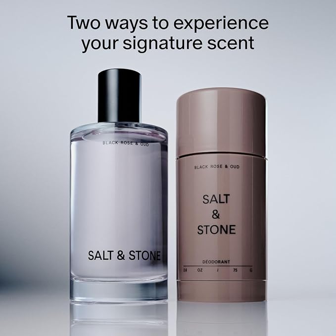 Salt & Stone Signature Scent Duo Set | 48 Hour Aluminum-Free Deodorant & Hydrating Body Mist | Skincare-Infused Deodorant & Body Spray | Black Rose & Oud