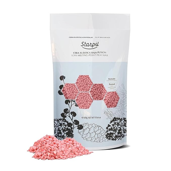 Starpil 500g / 1.1 lb Pink Hard Wax Beads for Painless Hair Removal - Stripless Polymer Blend Low Temperature Wax for Face, Bikini, Brazilian, Legs, Underarms, Back and Chest
