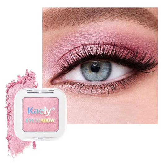 Pink Shimmer Single Eyeshadow Palette - Mini Eye Shadow in Pink | Shimmer & Glitter Makeup for Women | Highly Pigmented, Blendable Monochrome Powder Eye Shadow | Girls Eyeshadow Palette Gift