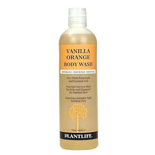 Plantlife Vanilla Orange Body Wash - GMO and Gluten Free Gentle and Moisturizing Body Wash That Contains Only Ingredients Straight from Nature - Manufactured in the USA 14 oz