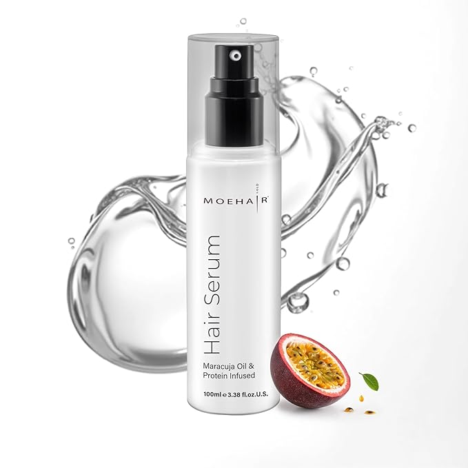 MOEHAIR Anti Frizz Hair Serum | Infused with Maracuja Oil and Protein | Hair Serum for Frizzy Hair | Paraben and Sulfate-Free Hair Smoothing Serum | For Strong and Silky Hair (3.38 Fl. Oz)