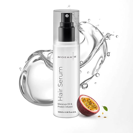 MOEHAIR Anti Frizz Hair Serum | Infused with Maracuja Oil and Protein | Hair Serum for Frizzy Hair | Paraben and Sulfate-Free Hair Smoothing Serum | For Strong and Silky Hair (3.38 Fl. Oz)
