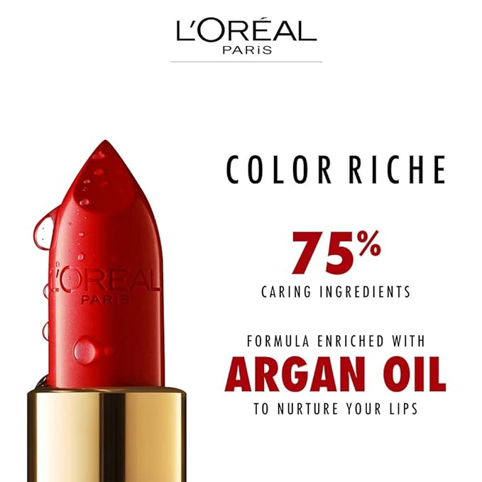 L'Oreal Paris Colour Riche Original Creamy, Hydrating Satin Lipstick with Argan Oil and Vitamin E, Tropical Coral , 1 Count