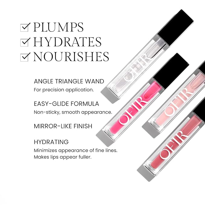 OFIR Surreal Shine Plumping Lip Gloss for Women | Clear, Non-Sticky, Hydrating Lip Gloss with Menthol & Vitamin E | High Shine, Vegan, Cruelty-Free | Doll - Shimmery Light Pink | 0.15 FL OZ