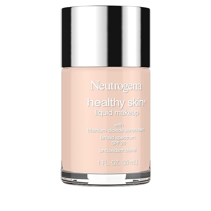 Neutrogena Healthy Skin Liquid Foundation Makeup with Broad Spectrum SPF 20 Sunscreen, Lightweight, Medium Coverage Makeup with Sunscreen and Pro-Vitamin B5, Natural Ivory 20, 1 fl. oz