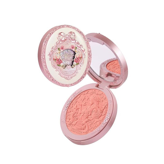 Flower Knows Midsummer Fairytales Velvet Embossed Blush,Fushia Matte Finish,Buildable & Blendable Powder Blush for cheeks,Highly Pigmented,Natural Flush for All Skin Tones(01 Blooming Days,5g)
