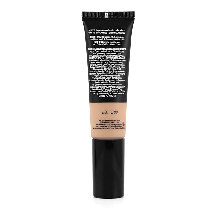 Palladio Full-Coverage Color Correction CC Cream, Oil-Free with Peptides & Vitamin C, Best for Correcting Redness and Uneven Skin Tone, Buildable Foundation Coverage (Light 20W)