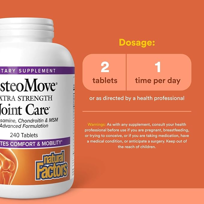 Natural Factors, OsteoMove Joint Care, Extra Strength Support for Joint and Bone Health, Non-GMO, 240 tablets (120 servings)