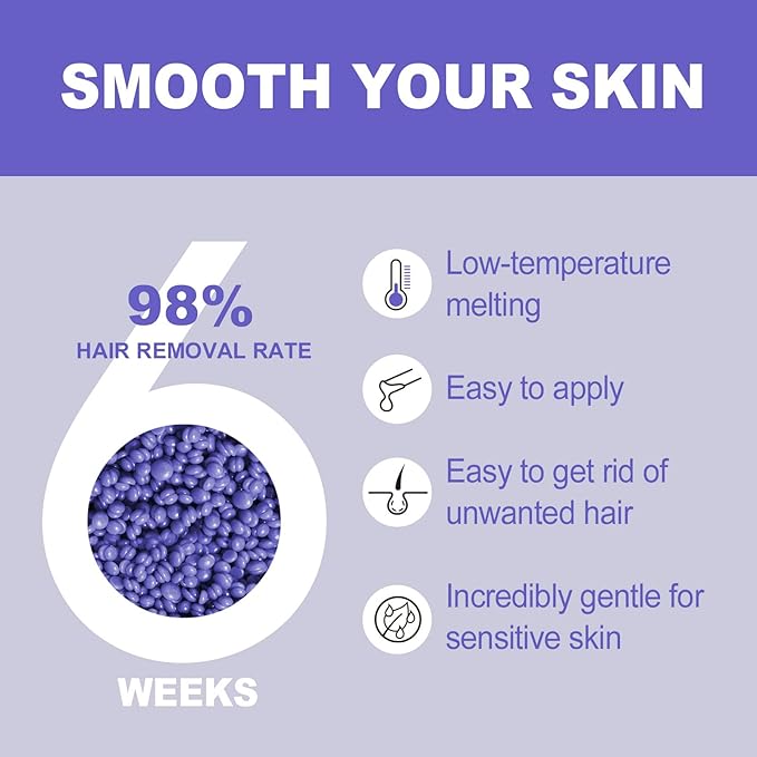 5lb Wax Beads for Hair Removal Bulk, 80 oz Big Bag of Purple Paperless Hypoallergenic Waxing Beads Refill for Salon & At-Home Use, Full Body (Brazilian, Bikini, Face, Underarm, Legs) Wholesale-Size