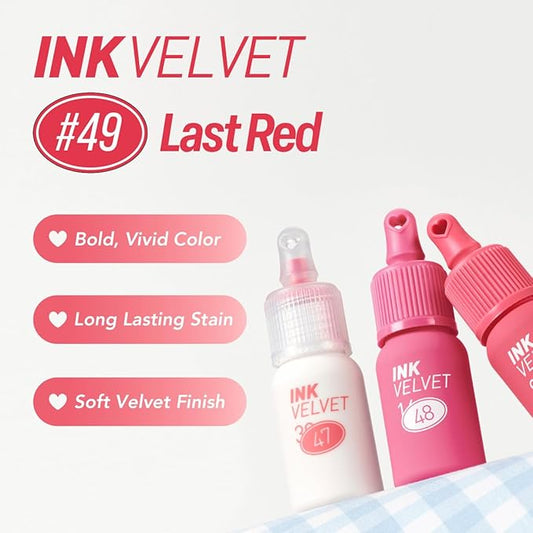 Peripera Ink The Velvet Lip Tint - High Pigment Color, Longwear, Weightless, Not Animal Tested, Gluten-Free, Paraben-Free (049 Last RED)