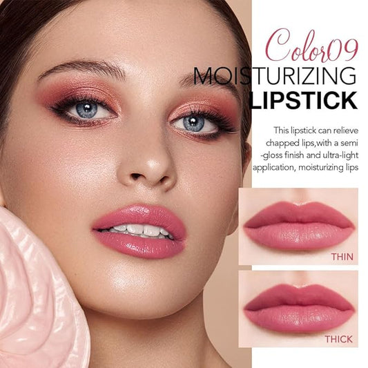 1Pcs Tinted Lip Balm Moisturizing Lipstick – Waterproof Hydrating Matte Lip Balm for Women, Creamy Natural Color Stain for Dry Lips,Soft Matte Finish with Subtle Scent (#09 Peach Pink)