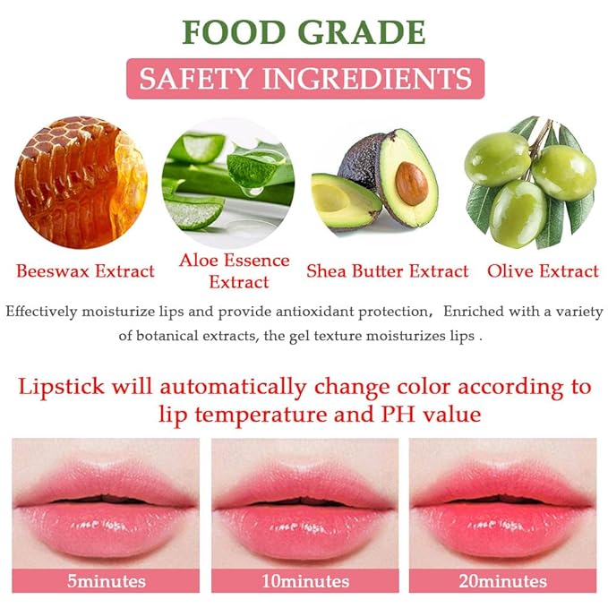 BINGBRUSH Aloe Vera Color Changing Lipstick Queen,Long Lasting Lip Care Nutritious Plumper Lip Balm Moisturizer Magic PH Temperature Color Change Lip Gloss Makeup Set for Women
