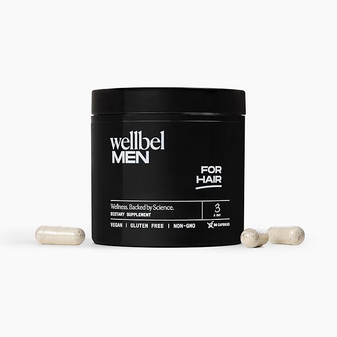 WELLBEL Men Clean Supplement for Hair, Skin, and Nails, Vegan, Gluten Free and Non GMO 90 Count