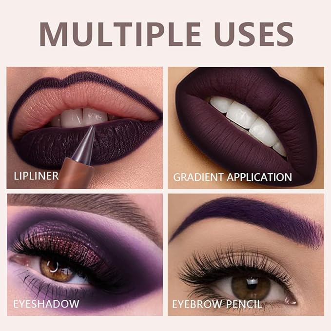 AMY'S DIARY Mocha Matte Crayon Lipstick Lip Makeup, Precision Tip Matte Lip Crayon, Longwear Up To 24Hrs, Lead The Way,Smudge Waterproof for Women Smudge Waterproof for Women (2# Purple, 1 pc)