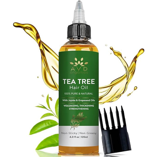 Tea Tree Oil for Hair 4.05 fl oz | With Jojoba & Grapeseed Oils | Soothes Itchy Scalp & Fights Dandruff | Moisturize Skin Strengthen Hair | Ideal for Both Men and Women | 4.05 fl oz