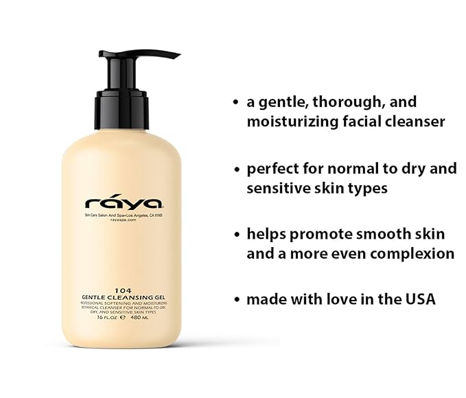 Raya Gentle Facial Cleansing Gel 16 oz (104) | Softening and Moisturizing Botanical Cleanser for Dry and Sensitive Skin| Helps Hydrate Smooth Complexion