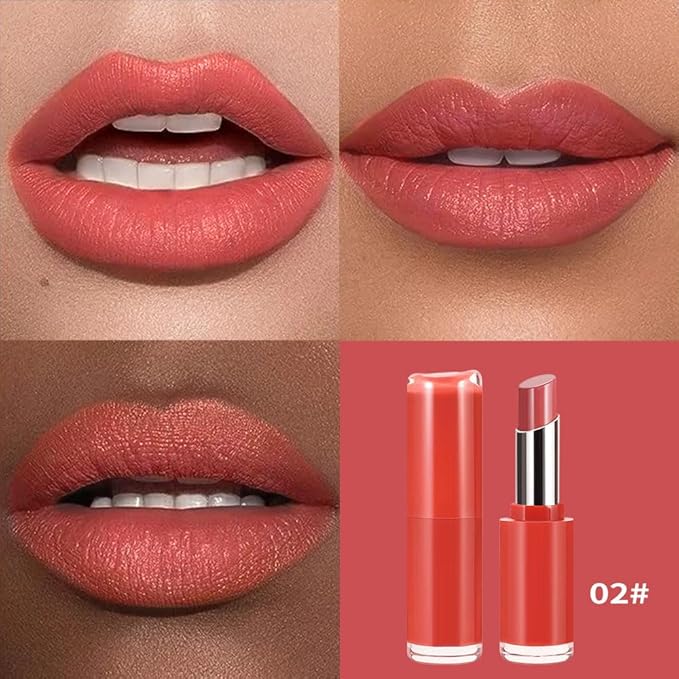Matte Creamy Lipstick for Women, Long Lasting Waterproof Velvet Lipstick, Lip Stick Crayon Buildable Blendable Creamy Color, Moisturizing Longwear Lip Makeup 02#