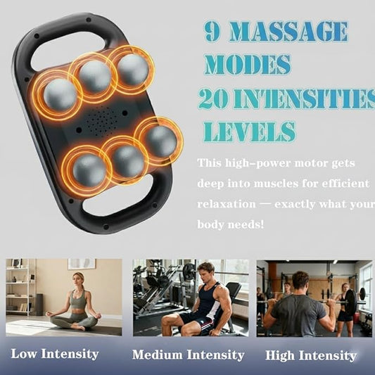 Belovedone 6-Head Massage Gun Set Deep Tissue Percussion Massager with 9 Modes & 20 Intensities, Muscle Massager Pain Relief, Percussion Massage Gun for Back/Shoulders/Legs/Foot/Waists (Black)