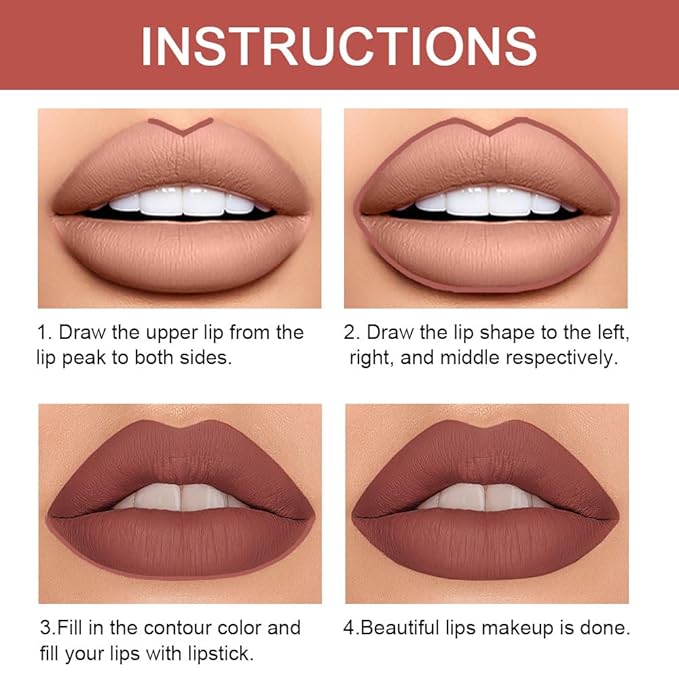 evpct 1Pcs Dark Brown Lip Liner and Lipstick Set Kit for Women Matte Lips Kit with Lip Liner Lip Stains Long Lasting Waterproof 24 Hour Lipstick and Lip Liners Combo Lipliners Pencil Set 11#