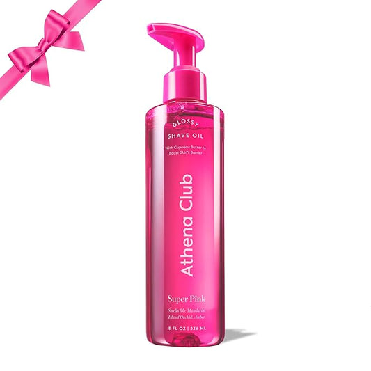 Athena Club Glossy Shave Oil for Women | Super Pink | 8 fl. oz. | Skincare Meets Shave | Luxuriously Smooth Skin | Sensitive-Skin Friendly | Silky Glide | Moisturizing Care