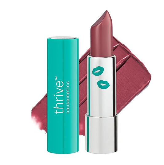 Thrive Causemetics Impact-FULL Smoothing Lipstick, Moisturizing Lip Makeup Essential with Vitamin E, Lightweight Creamy Lipstick for Women, Long Lasting, Vegan, Shade Jenni (Pink Mauve)