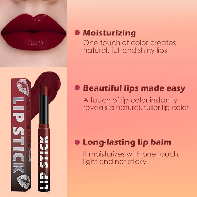 Maroon Red Matte Lipstick for Women, Long Lasting Waterproof Transfer-Proof Vegan, 24 Hours Moisturizing Glossy Shine Lip Gloss, Lipstick Palette Beauty Products Makeup All-Day Formula A07#