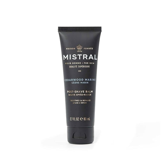 Mistral Cedarwood Marine Post Shave Balm | Soothing Aftershave for Men with Aloe & Jojoba Oil | Non-Greasy Post Shave Moisturizer, For All Skin, Paraben & Phthalates Free | Made in France - 80ml